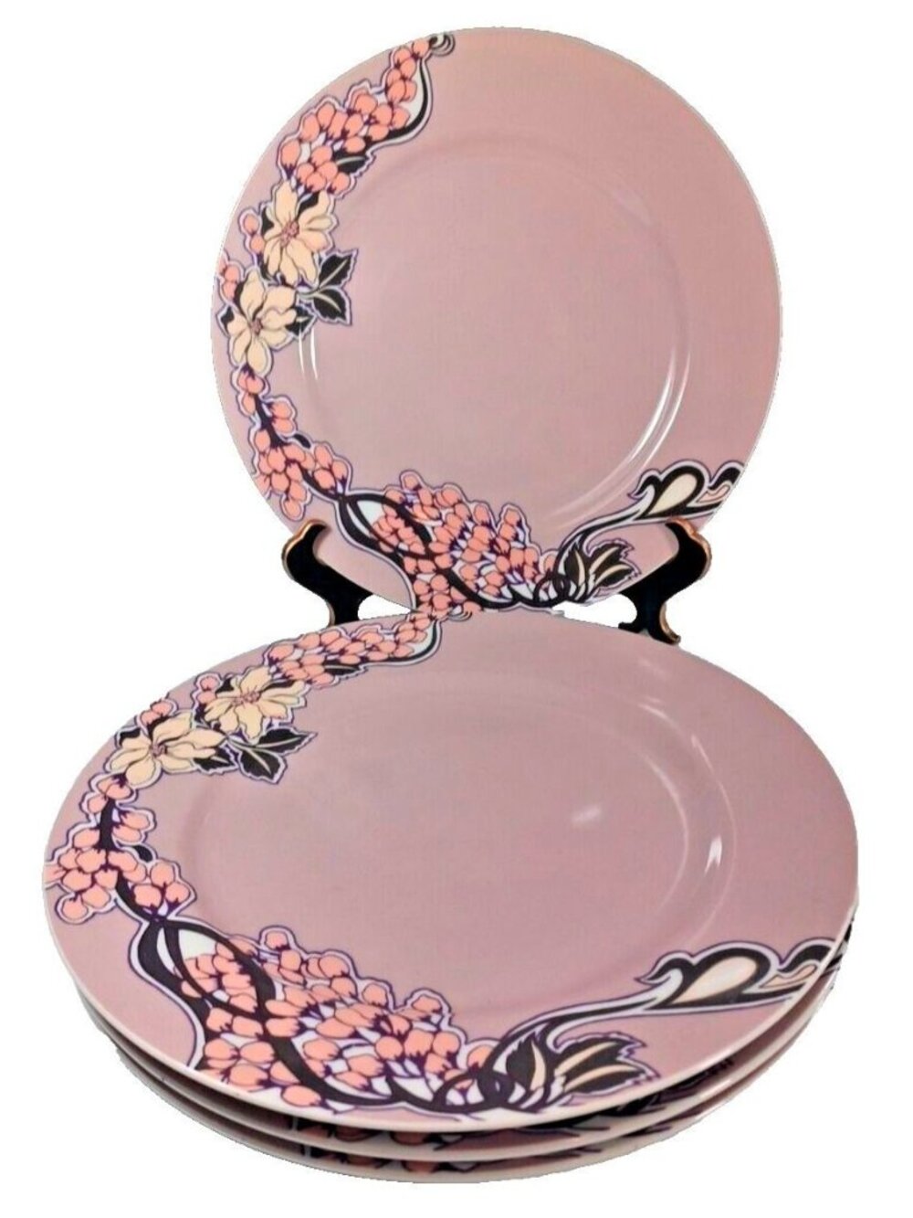 4 Georges Briard Floral Parisienne Art Nouveau Wisteria Floral Dinner Plates